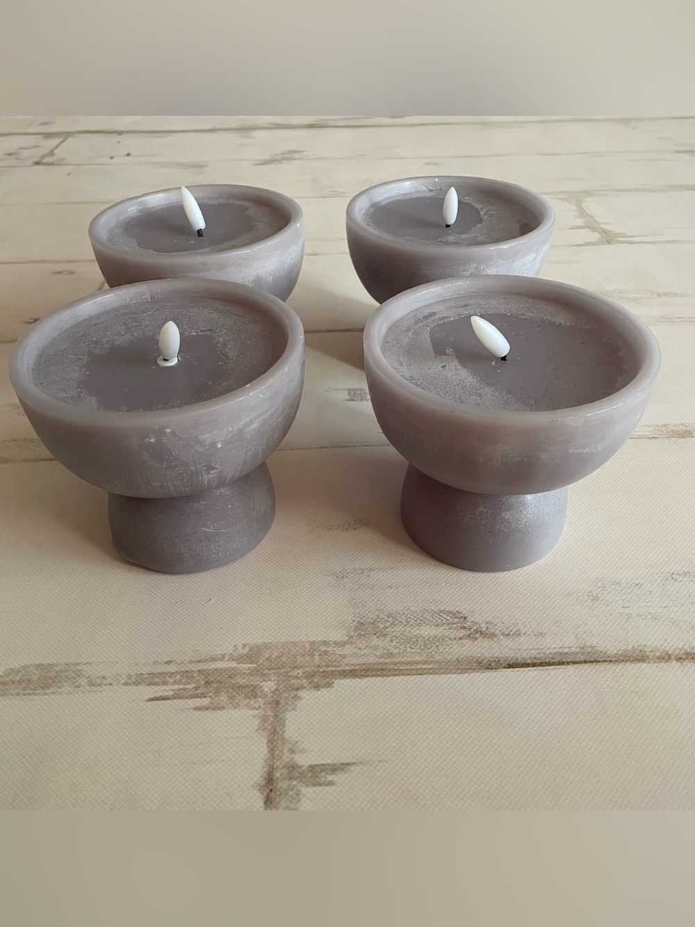 Totem Flameless Candles Set Gray Set of 4